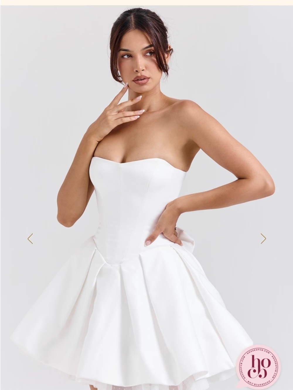 House of CB White Strapless Satin Dress with Back Bow - Picture 3 of 3